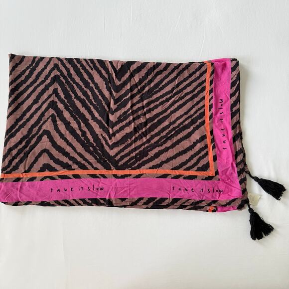 Malai Swimwear Viscose Pareo Zebra Print Sarong One Size - Picture 4 of 5